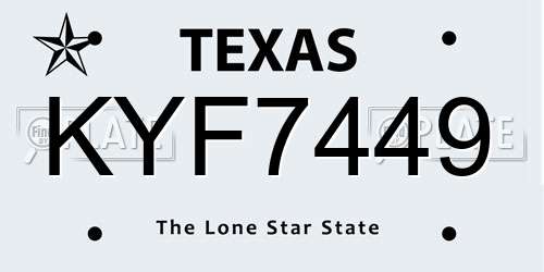 KYF7449 Texas License Plate