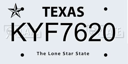 KYF7620 Texas License Plate