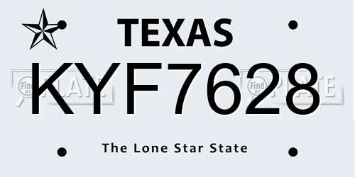 KYF7628 Texas License Plate
