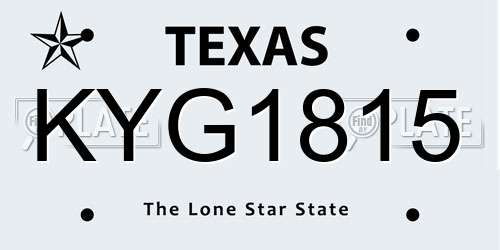 KYG1815 Texas License Plate