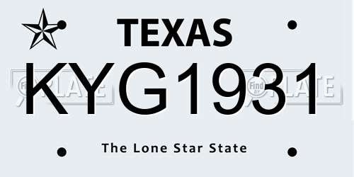 KYG1931 Texas License Plate