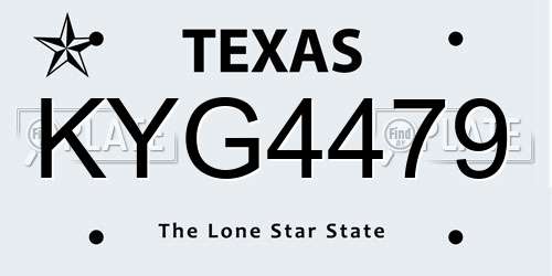 KYG4479 Texas License Plate