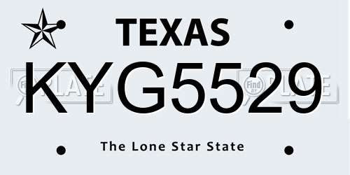 KYG5529 Texas License Plate