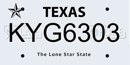 KYG6303 Texas License Plate
