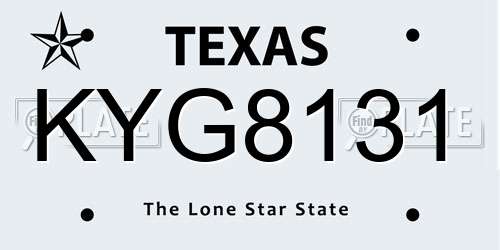 KYG8131 Texas License Plate