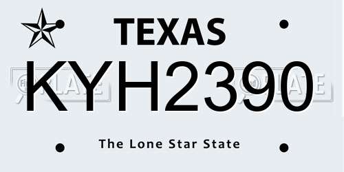 KYH2390 Texas License Plate