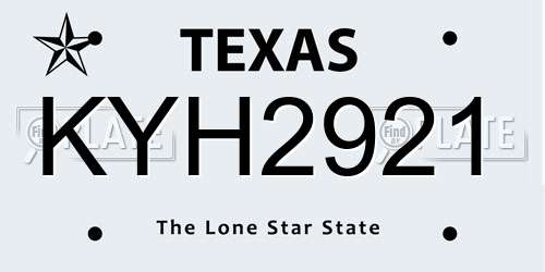 KYH2921 Texas License Plate