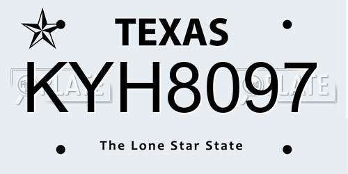 KYH8097 Texas License Plate