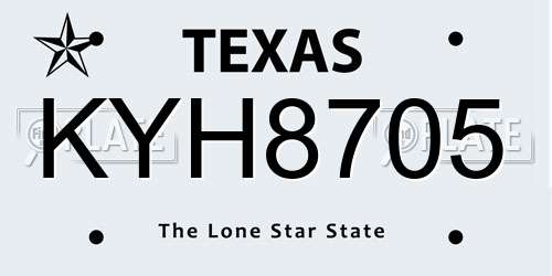 KYH8705 Texas License Plate