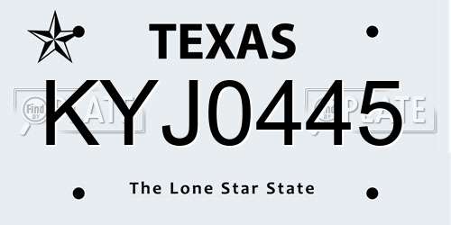 KYJ0445 Texas License Plate
