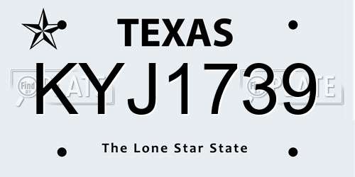 KYJ1739 Texas License Plate