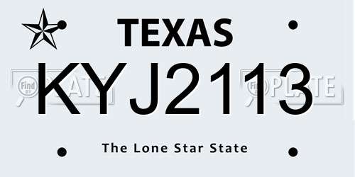 KYJ2113 Texas License Plate