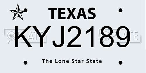 KYJ2189 Texas License Plate