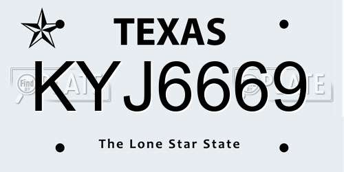 KYJ6669 Texas License Plate