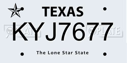 KYJ7677 Texas License Plate