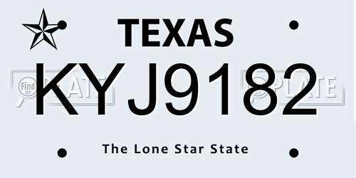 KYJ9182 Texas License Plate