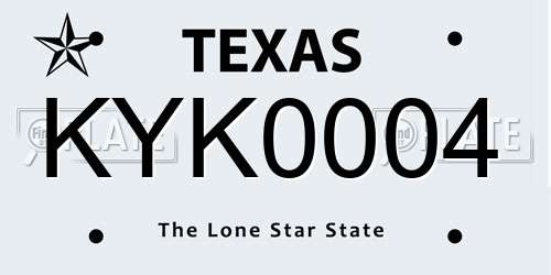 KYK0004 Texas License Plate
