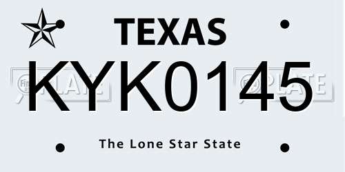 KYK0145 Texas License Plate