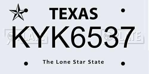 KYK6537 Texas License Plate
