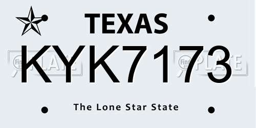 KYK7173 Texas License Plate