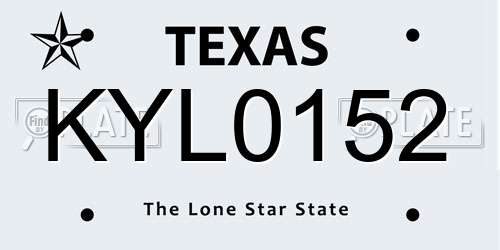 KYL0152 Texas License Plate