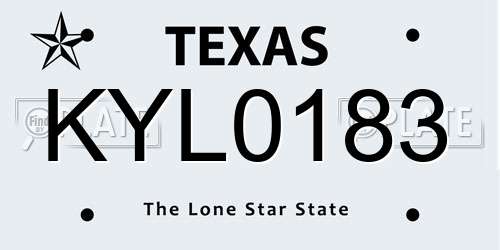 KYL0183 Texas License Plate