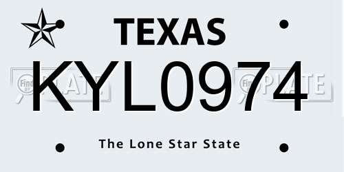 KYL0974 Texas License Plate