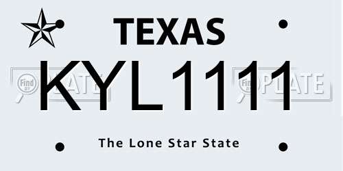 KYL1111 Texas License Plate