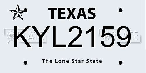 KYL2159 Texas License Plate