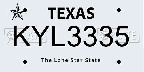 KYL3335 Texas License Plate