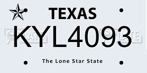 KYL4093 Texas License Plate