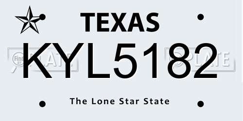 KYL5182 Texas License Plate