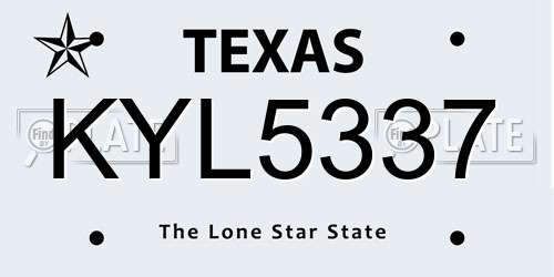 KYL5337 Texas License Plate