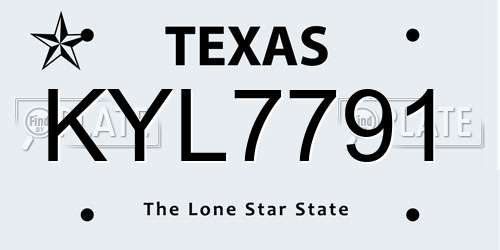 KYL7791 Texas License Plate