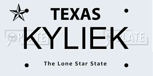 KYLIEK Texas License Plate