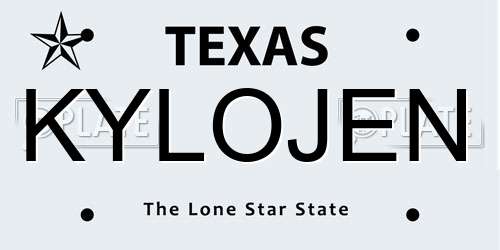 KYLOJEN Texas License Plate
