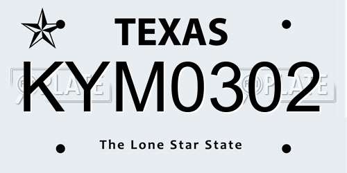 KYM0302 Texas License Plate