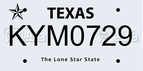 KYM0729 Texas License Plate
