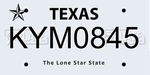 KYM0845 Texas License Plate