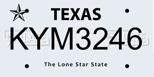 KYM3246 Texas License Plate