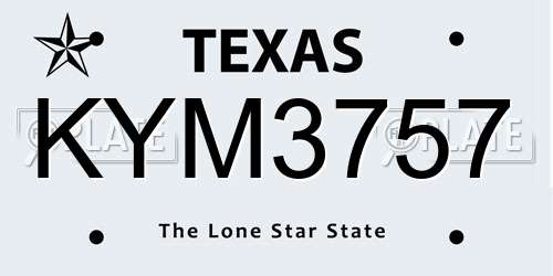 KYM3757 Texas License Plate