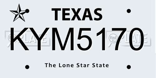 KYM5170 Texas License Plate