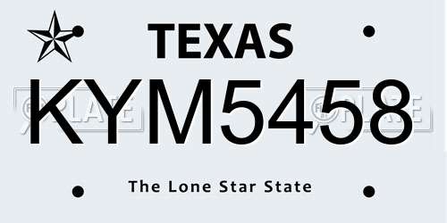 KYM5458 Texas License Plate