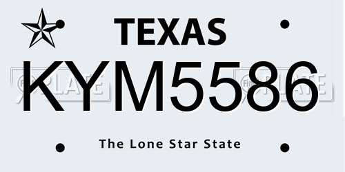 KYM5586 Texas License Plate