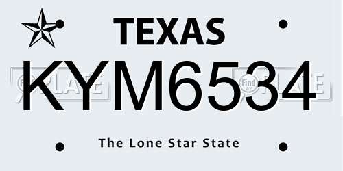 KYM6534 Texas License Plate
