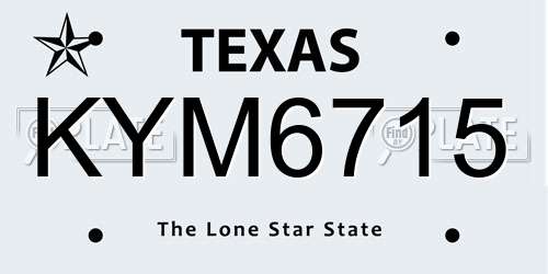 KYM6715 Texas License Plate