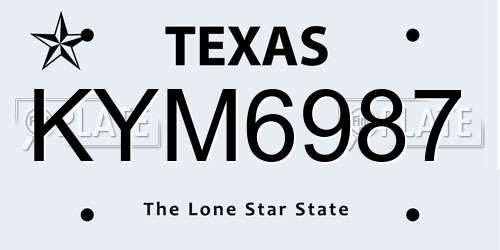 KYM6987 Texas License Plate