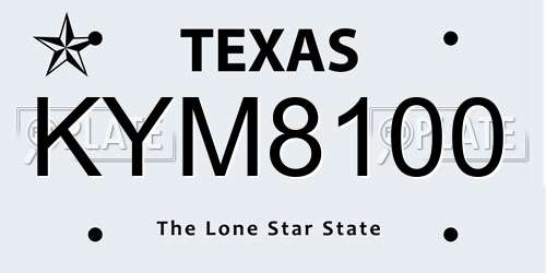KYM8100 Texas License Plate