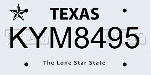 KYM8495 Texas License Plate