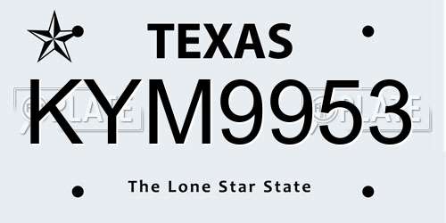 KYM9953 Texas License Plate